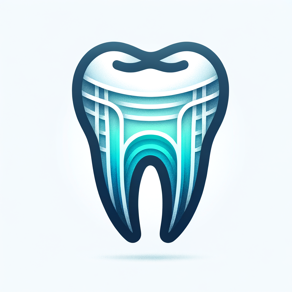 Create a sleek, modern SVG x-ray icon for a dental website. Design a stylized tooth with subtle x-ray overlay details using minimalist lines and a gradient palette in soft blues and teals. Ensure the icon is crisp, scalable, and conveys advanced diagnostic precision with an elegant, professional look on a white background